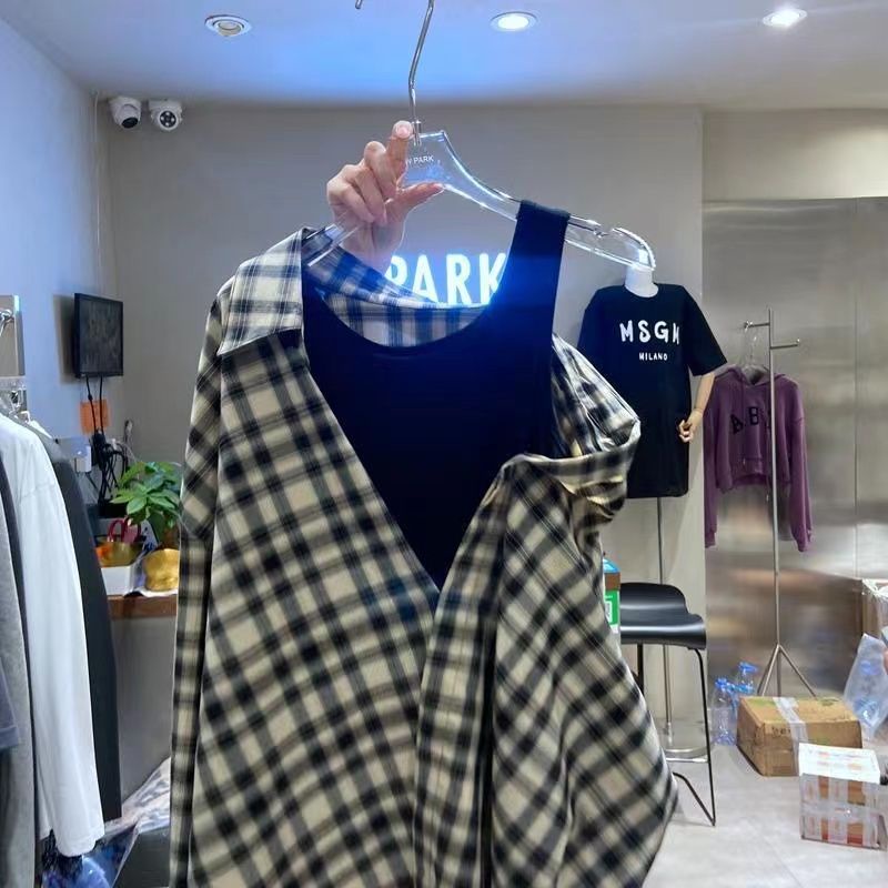 Áo Sơ Mi Giả Hai Mảnh Dáng Rộng Kích Thước Lớn 150kg Phong Cách Mới 2023 Cho Nữ