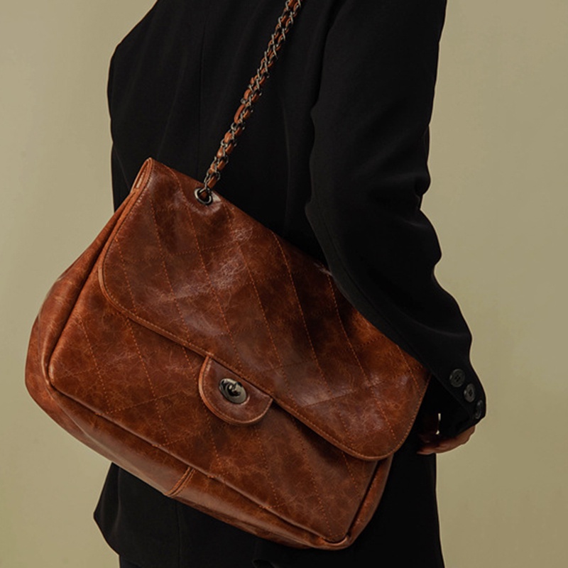 Túi đeo vai IELGY sức chứa lớn họa tiết sọc kim cương phong cách retro thời trang cho nữ