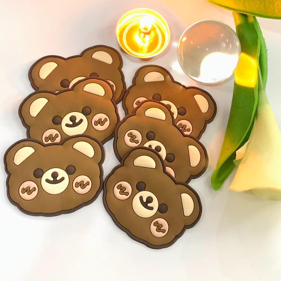 SKC3 GẤU MÁ HỒNG Sticker đính dán dép mẫu mới  dễ thương cho nam nữ phù hợp mọi loại dép