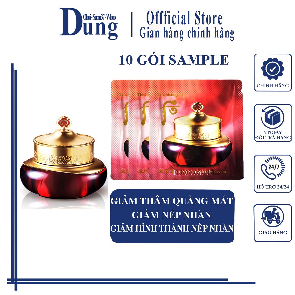 Combo 10 Gói Kem Dưỡng Cải Thiện Nếp Nhăn Whoo Đỏ Intensive Revitalizing Cream 1ml