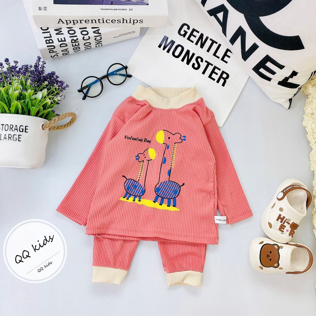 Bộ len tăm cho bé, bộ tăm lạnh dài tay thu đông cho bé trai bé gái đi học