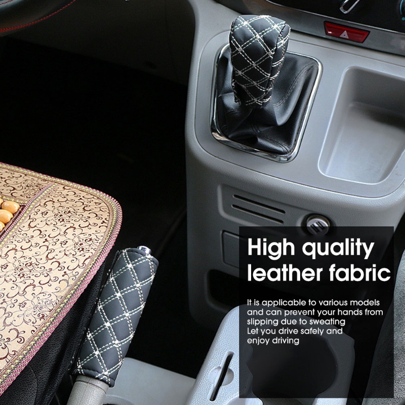 Set 2 Bọc Tay Nắm Cần Số Xe Hơi Giả Da Thêu Họa Tiết