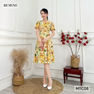 Đầm cổ tròn xếp ly ngực BEMINE MTC08