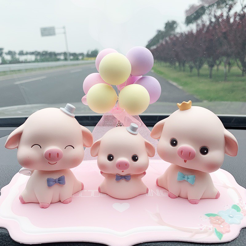 Trang Trí Taplo ô Tô Bộ Heo Hồng Dễ Thương - Heo Hồng Trang Trí Taplo Ô Tô , Trưng Bày