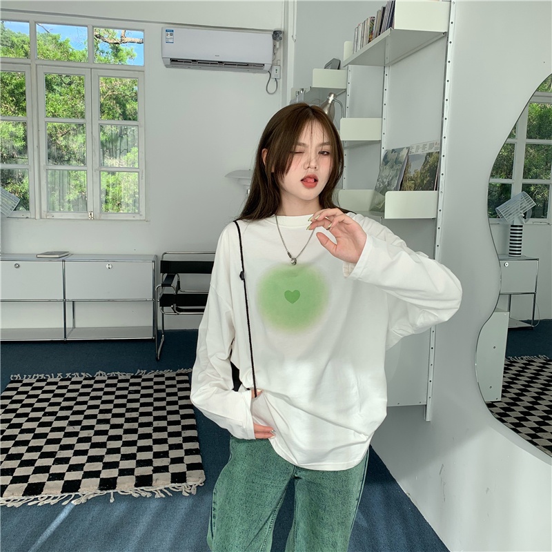 Áo Thun Tay Dài Dáng Rộng In Màu Nhuộm Độc Đáo Thời Trang Mùa Xuân Mới Cho