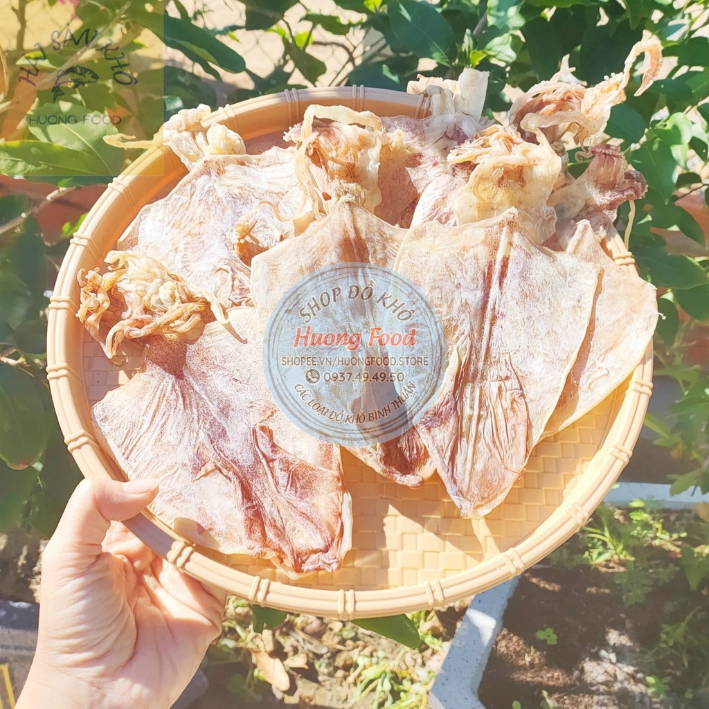 Mực khô Bình Thuận, khô mực nguyên râu size 40-50con/kg hút chân không bịch 500gr