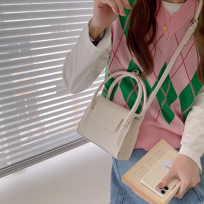 MISCHA Túi Đeo Chéo mini Bằng Da PU Màu Trơn Phong Cách Phương Tây Thời Trang Cho Nữ