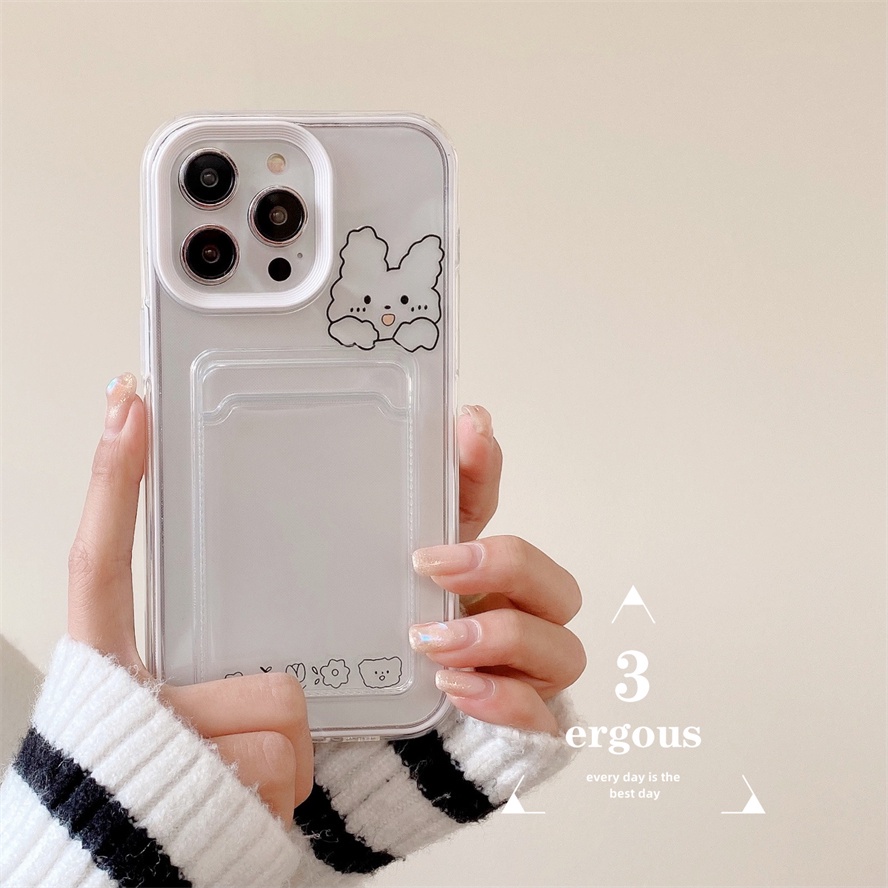 Ốp Điện Thoại TPU Mềm Trong Suốt Có Ngăn Đựng Thẻ 3 Trong 1 Cho IPhone 14 13 12 11 Pro Max X XR Xs Max 8 7 6 6s Plus SE 2020
