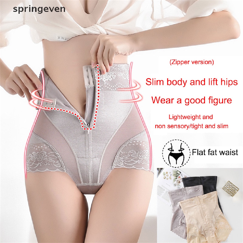 Quần Lót Lưng Cao Định Hình Eo Thon Có Khóa Kéo Thoáng Khí Cho Phụ Nữ Sau Sinh