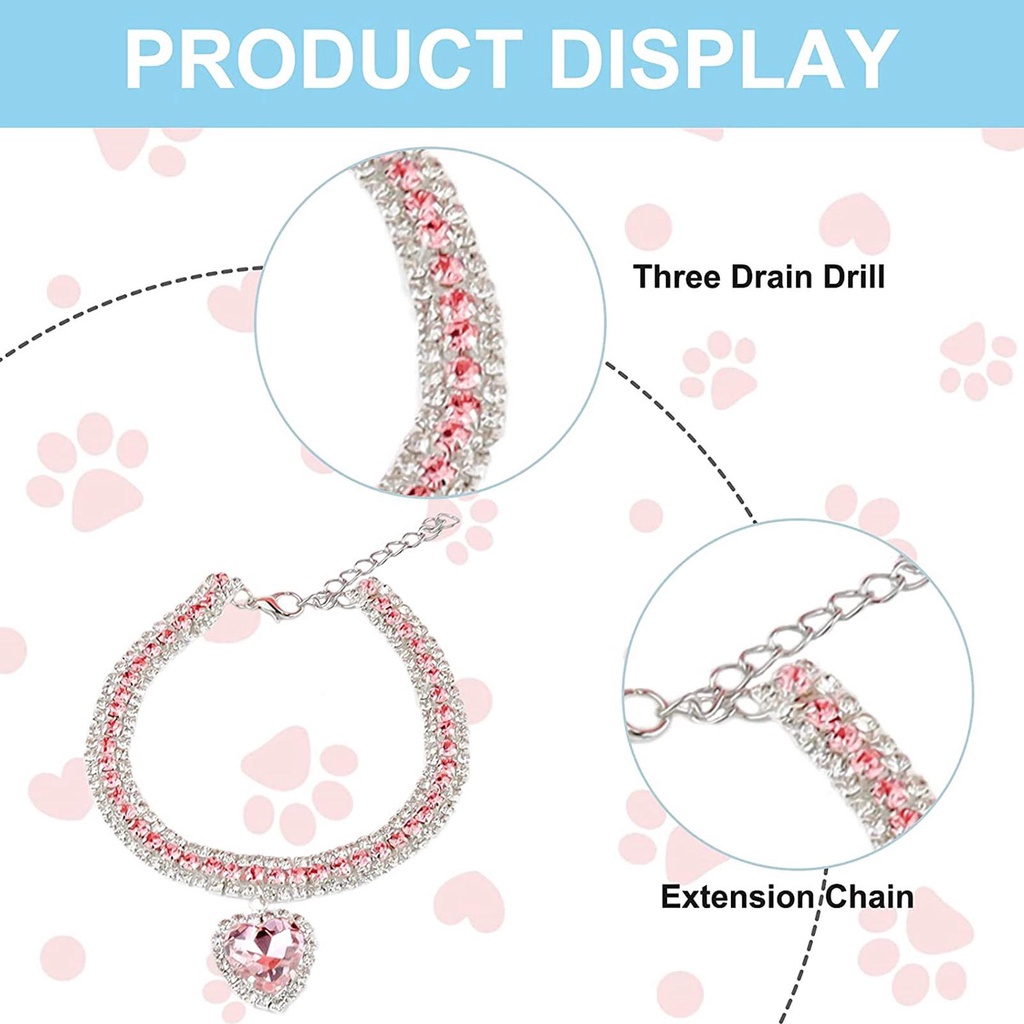 Vòng Cổ Đính Đá Pha Lê Cho Thú Cưng Chó Mèo F3T7