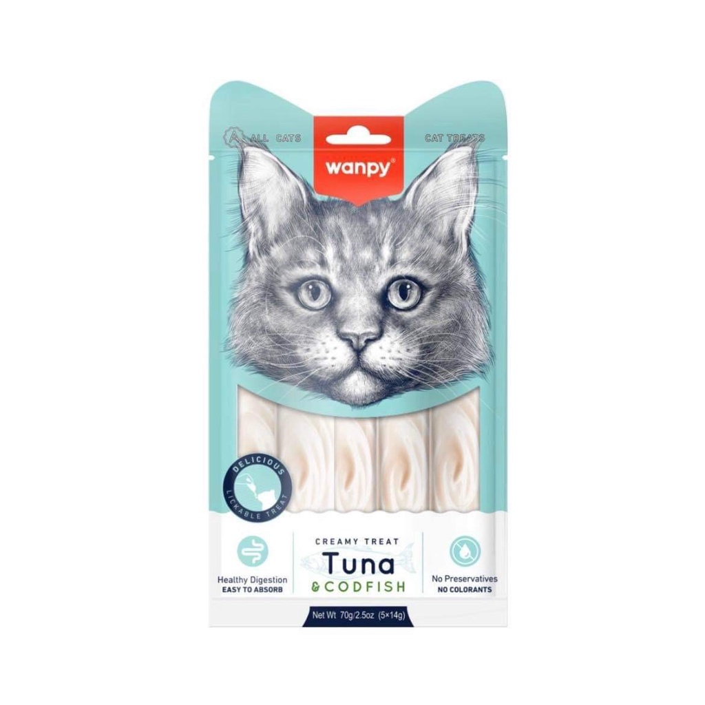 Súp thưởng Wanpy 5 thanh thơm ngon cho mèo hàng nhập khẩu túi 70gr - Halopetshop