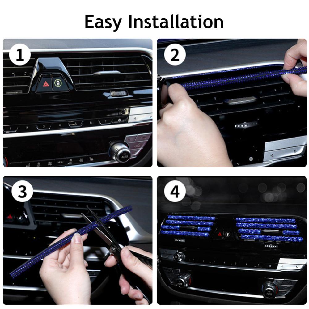 1 Miếng Dán Trang Trí Lỗ Thông Gió Xe Hơi Hình Chữ U Đính Đá M8W8