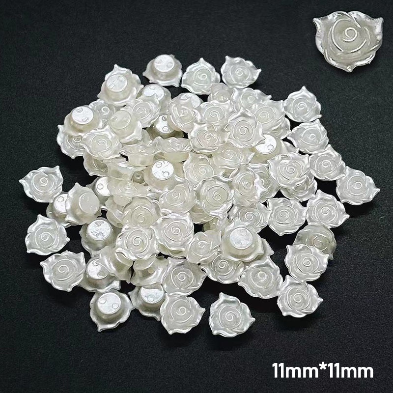 Set 50 Hạt Ngọc Trai Hình Bông Hoa Bằng Acrylic Dùng Làm Trang Sức Diy