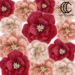 ☼Crepe Paper Flowers DIY Handmade Paper Flower Wall Art Decoration for Home Party Wedding