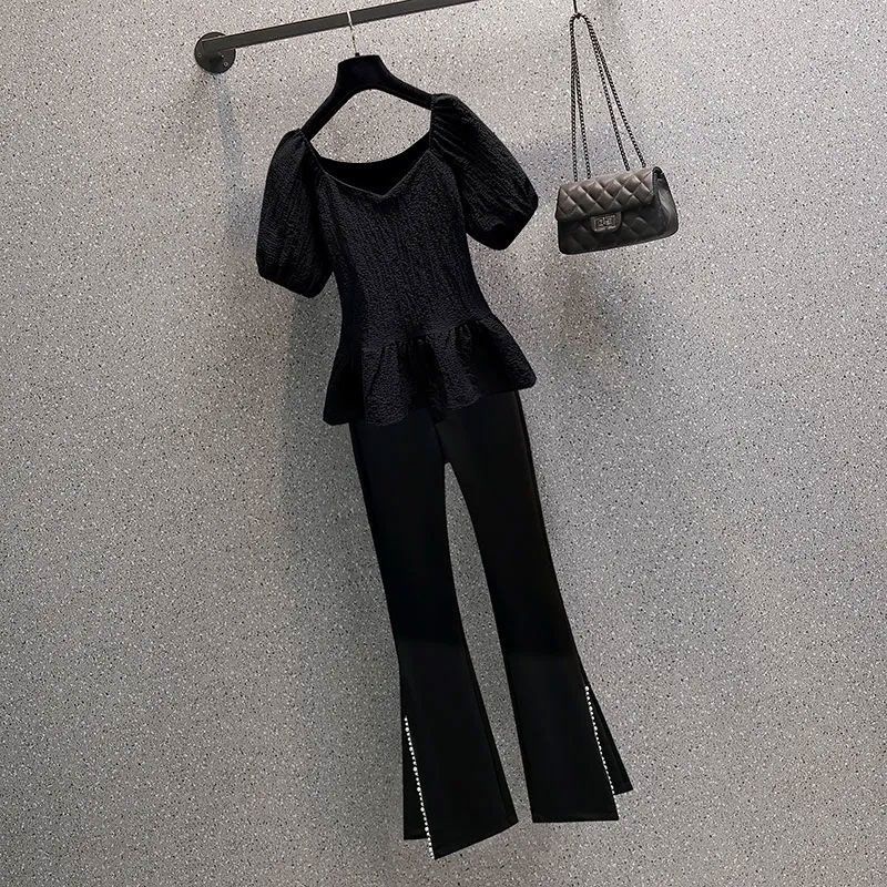 Bộ Áo Thun + Quần Dài Xẻ Tà Dáng Ôm Thời Trang Mùa Hè Hàng Mới 2023 Dành Cho Bạn Nữ