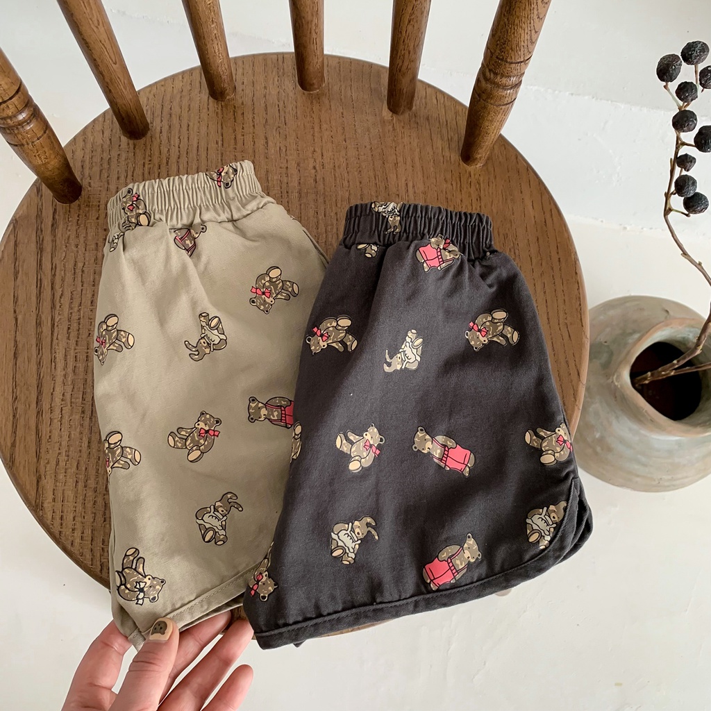Quần Short Vải Cotton In Hoạt Hình Gấu Dễ Thương Thời Trang Mùa Hè Cho Bé Từ 1-5 Tuổi