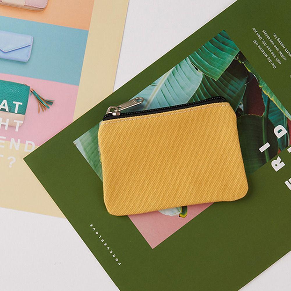 FORBETTER Ví Đựng Tiền Xu / Thẻ Xe Buýt Mini Bằng Vải Canvas Màu Trơn Phối Khóa Kéo Kiểu Hàn Quốc Giá Đỡ