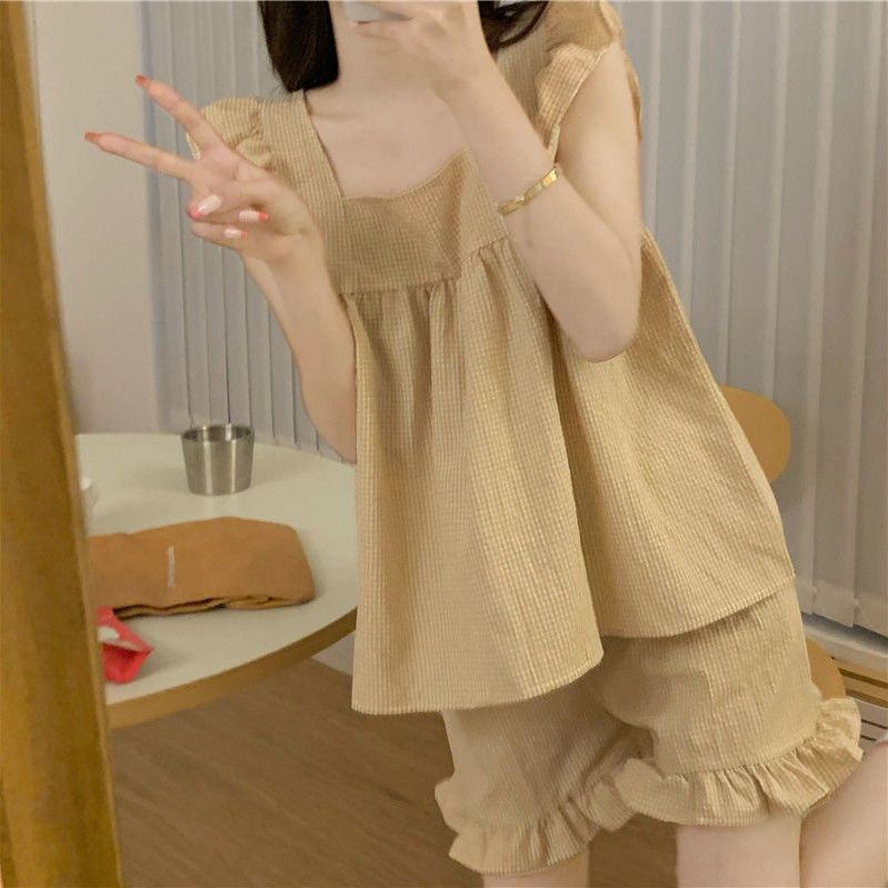 Bộ Đồ Ngủ Thiết Kế Mới Ngọt Ngào Thời Trang Mùa Hè Theo Phong Cách Hàn Quốc