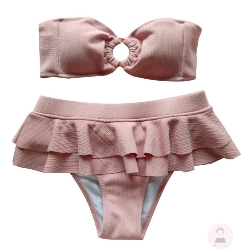 Bộ Đồ Bơi Hai Mảnh Không Dây Quấn Ngực Màu Trơn Dành Cho Bạn Nữ