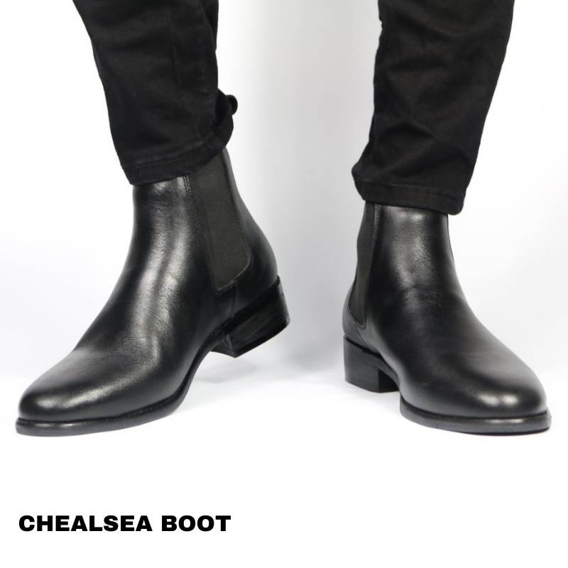 Giày boots nam Chelsea Boots Classic đế khâu  hàng da chống nhăn