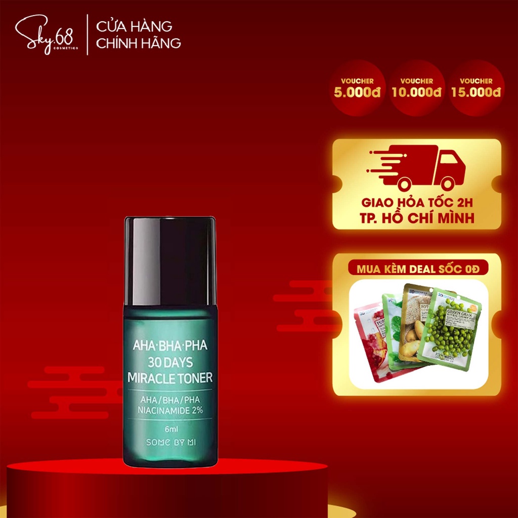 Nước hoa hồng giảm mụn Some By Mi AHA BHA PHA 30 Days Miracle Mini 6ml