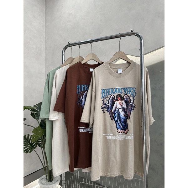 Áo thun nam, áo cotton in nhiệt cao cấp thiên thần chữ xanh