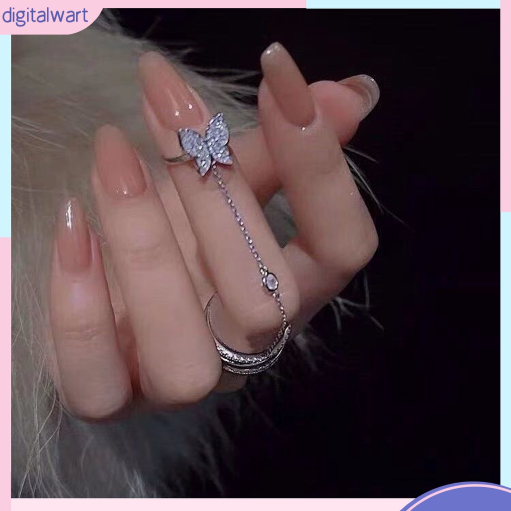 Nhẫn Hợp Kim Dạng Hở Hình Bướm Lấp Lánh Tinh Tế Thích Hợp Làm Quà Tặng