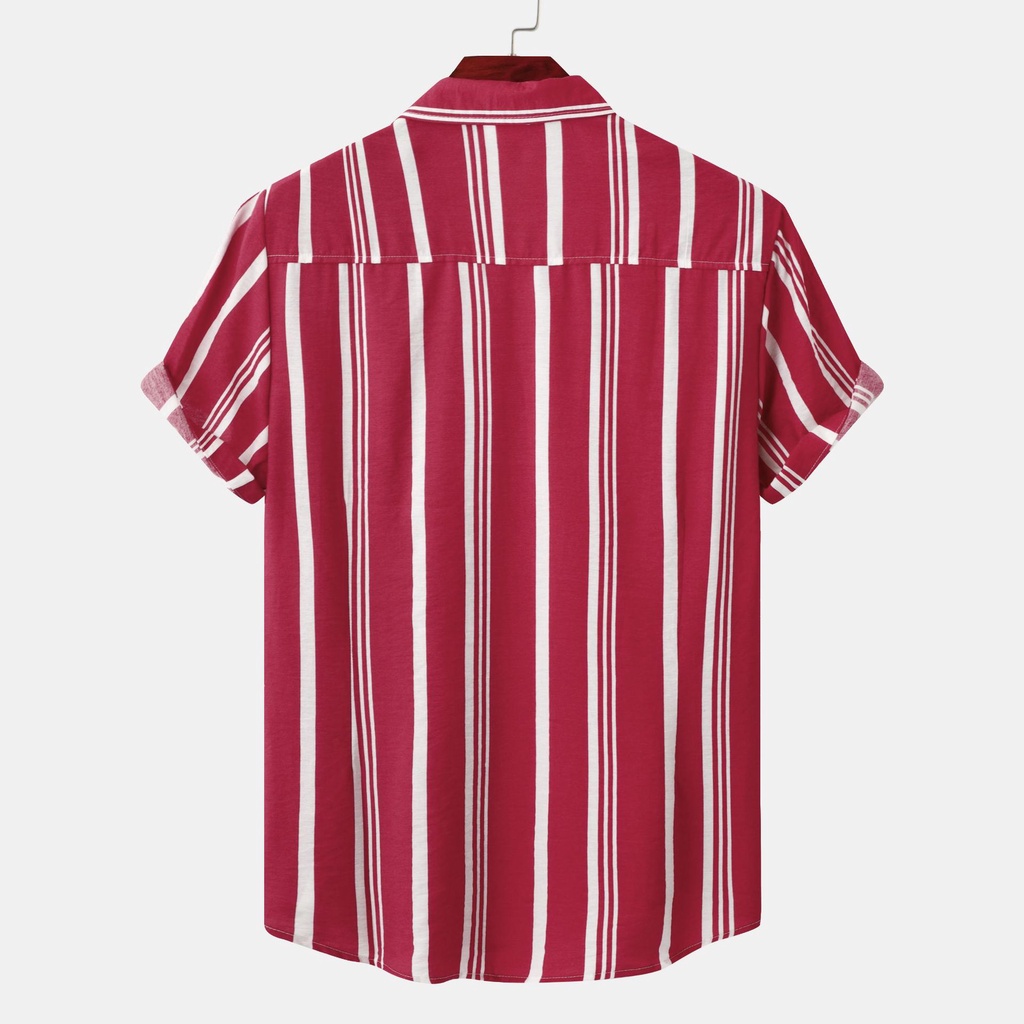 Áo Sơ Mi Cotton Tay Ngắn Dáng Rộng Họa Tiết Kẻ Sọc Đơn Giản Mẫu Mới 2023 Thời Trang Cho Nam