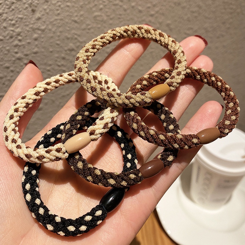 Dây Buộc Tóc Cao Su Dày Dặn Co Giãn Tốt Màu Cà Phê Sữa Phong Cách Hàn Quốc Đơn Giản Xinh Xắn