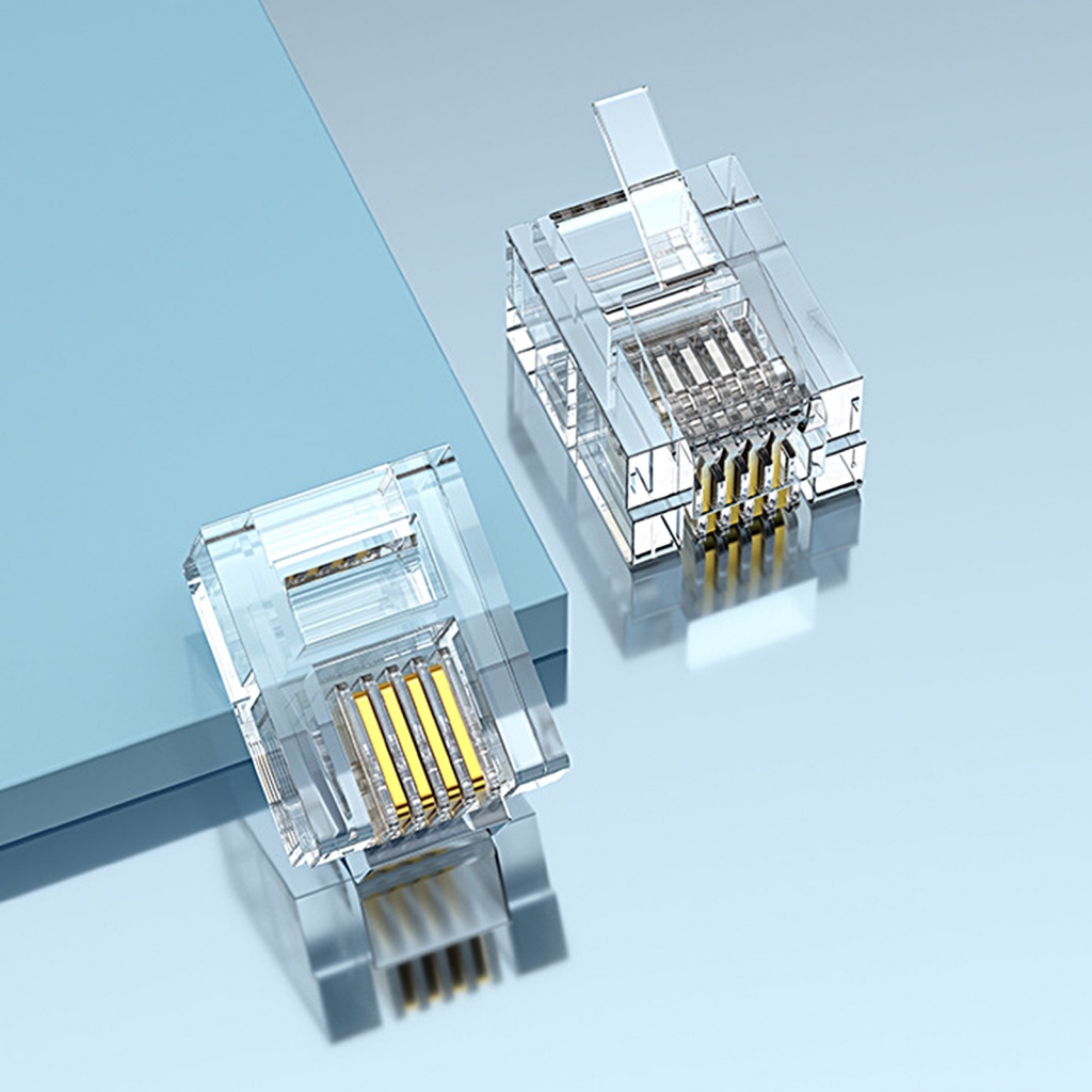 Set 100 đầu nối dây cáp mô đun LENOVO RJ11 6P4C thích hợp cho máy Fax