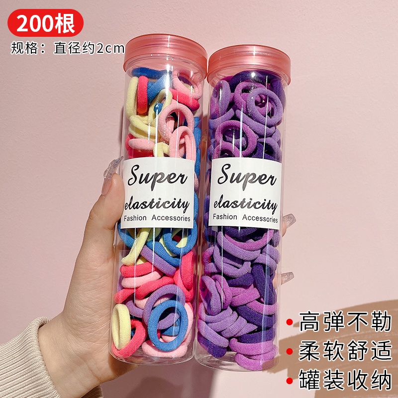 Set 100 Dây Buộc Tóc Co Giãn Phong Cách Hàn Quốc Đơn Giản Cho Nữ Kèm Hộp Đựng