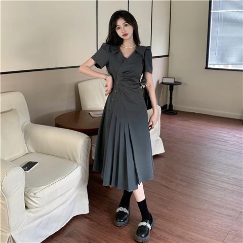 Đầm Che Bụng Xếp Ly Cỡ Lớn Kiểu Hồng Kông Retro Dễ Thương Cho Nữ