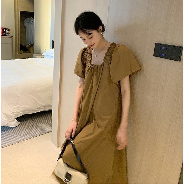 [Giao Ngay] Đầm Bầu Dáng Rộng Tay Ngắn Cổ Một Mảnh Thoải Mái Thời Trang Xuân Hè