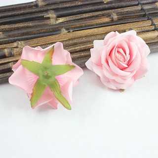 (9cm) Đầu bông hồng lụa ruby trang trí