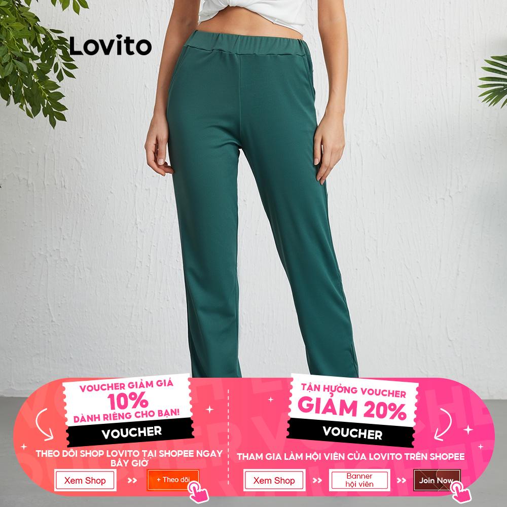 Quần dài thể thao Lovito phối màu tương phản có túi L09023