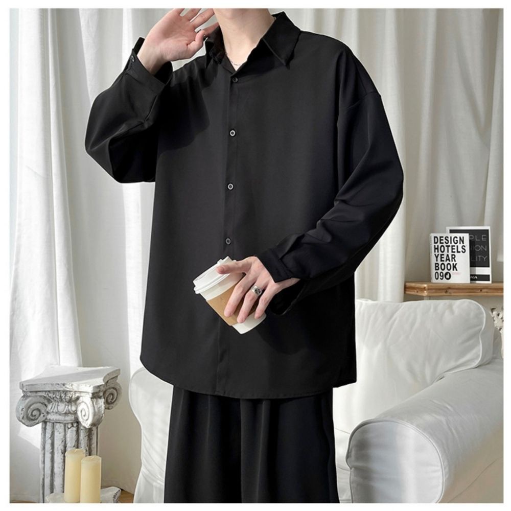 Mẫu mới áo sơ mi dài tay unisex trơn tặng kèm Cravat dáng rộng cá tính SOZO AO SOMI 9000020