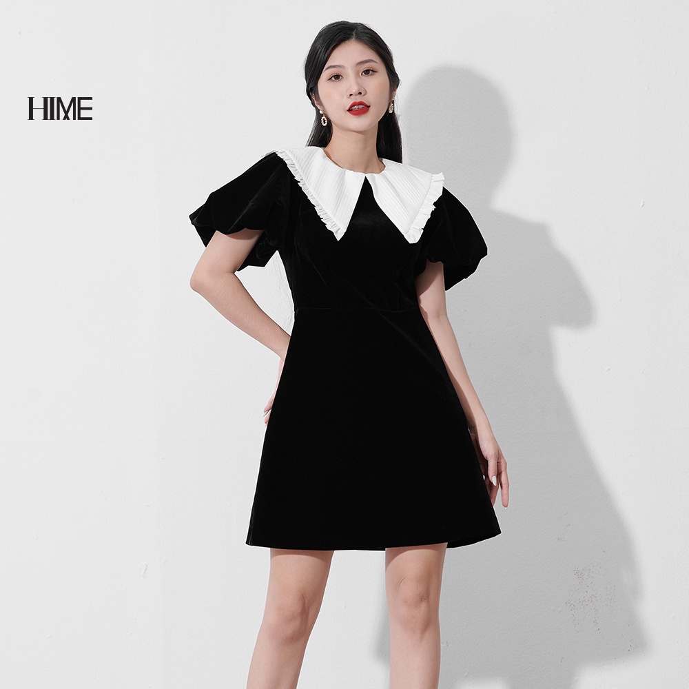 Đầm mini tay bồng phối cổ bản to HIME H020