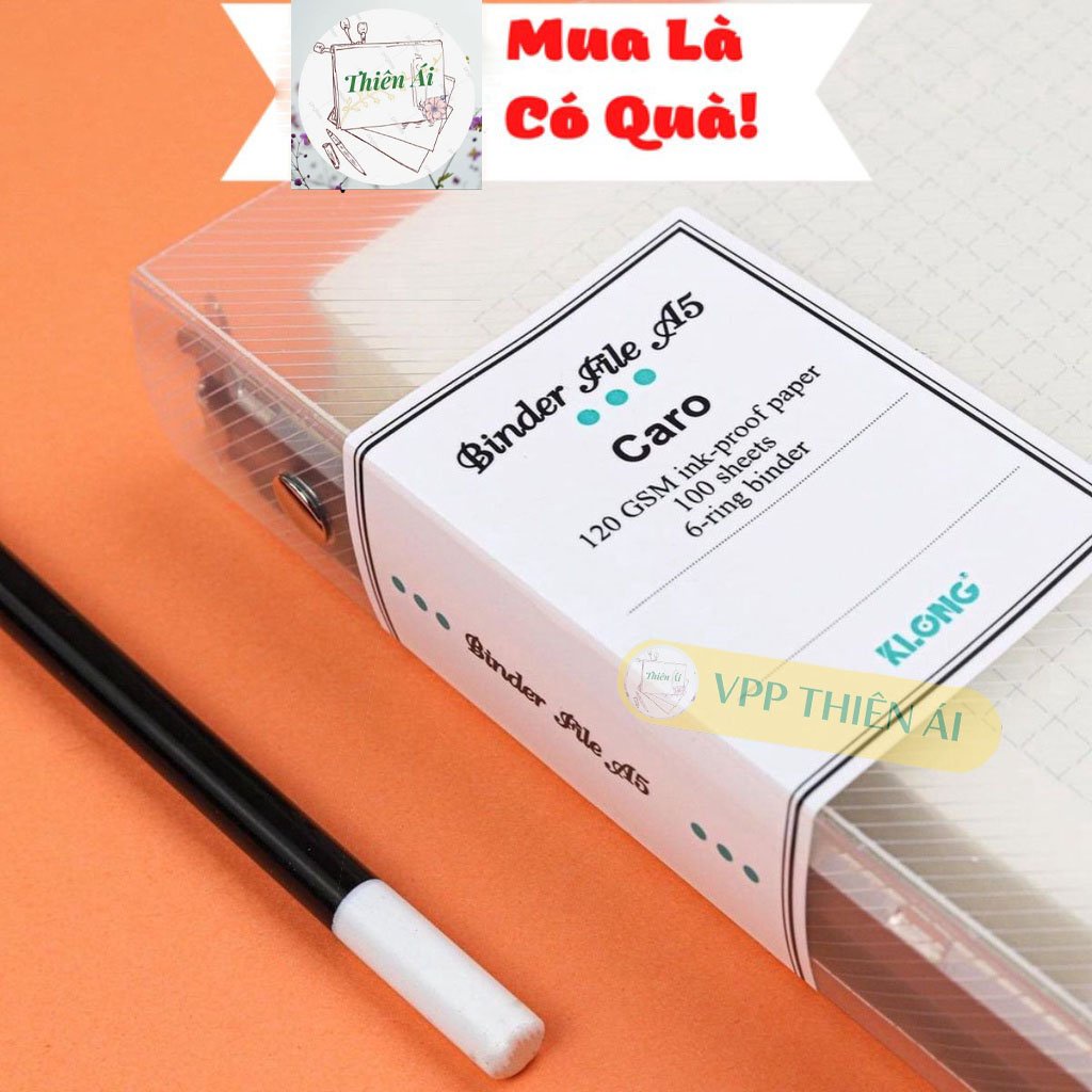 Sổ còng sắt A5 caro 200tr Klong 120/76 MS 994, 993, 996, 998 bìa trắng trong - VPP Giá sỉ