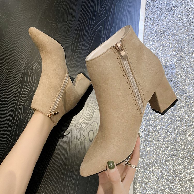 Boot nữ big size da lộn gót vuông cao gót 7cm size 40 - 43
