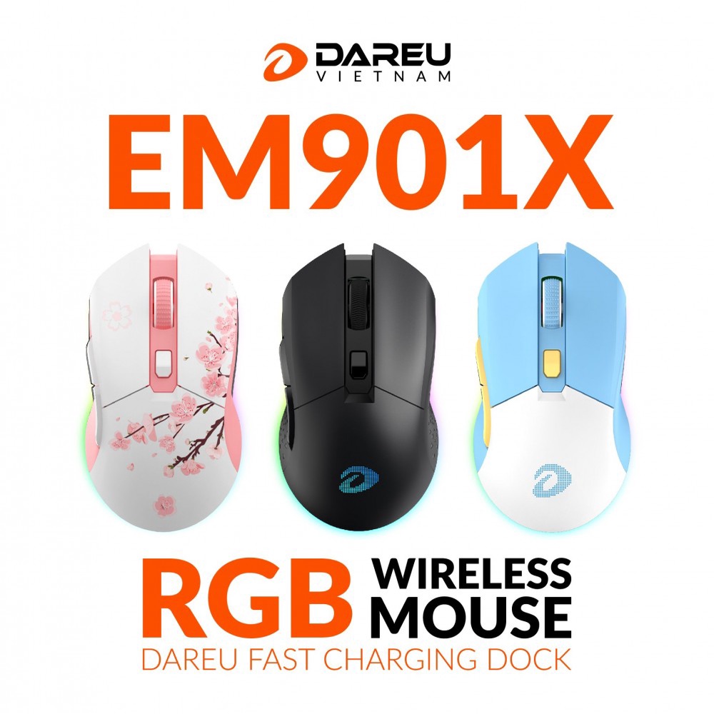 Chuột không dây gaming EM901X RGB cao cấp siêu bền kết nối wireless 2.4g DareU Bexal DU07