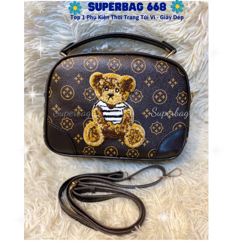 Túi Xách Nữ Thời Trang Đeo Chéo Đeo Vai Họa Tiết Con Gấu Nhung Đẹp SPB 04