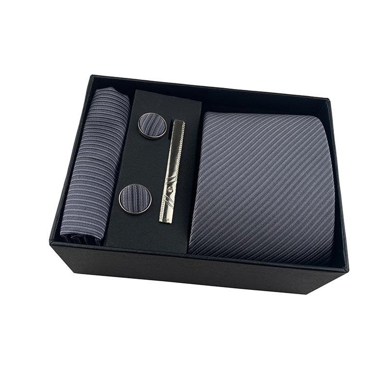 Hộp quà EFAN gồm cà vạt + khăn tay + khuy măng sét nhiều màu trang trọng cho nam