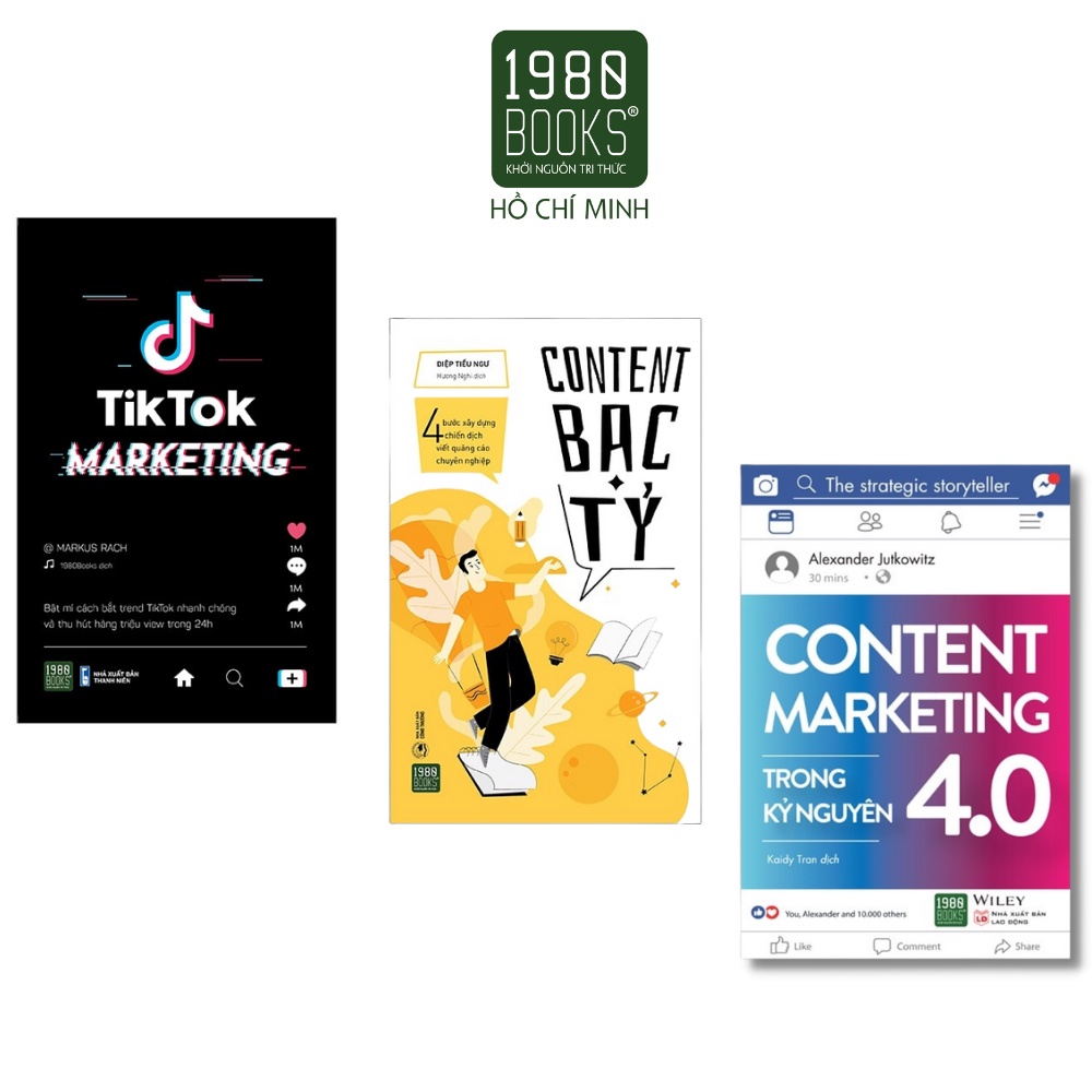 Sách: Combo Tiktok Marketing + Content Bạc Tỷ  + Content marketing trong kỷ nguyên 4.0 