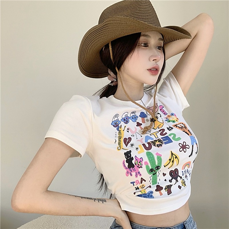 NRVP Áo Thun NgắN Tay DáNg Ôm ThờI Trang Cho Nữ