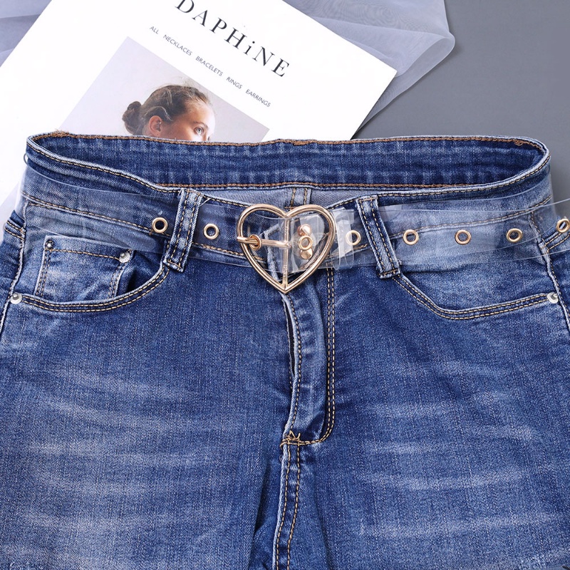 Thắt Lưng Khóa Vuông Bằng PVC Trong Suốt Phong Cách Hàn Quốc Mặc Đầm Jean