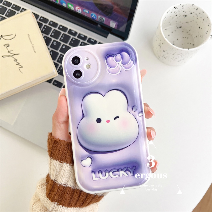 3D VisionỐp Điện Thoại Mềm In Hoạt Hình Thỏ Cho iPhone 14 13 12 11 Pro Max SE2020 X XR Xs Max 7 8 Plus