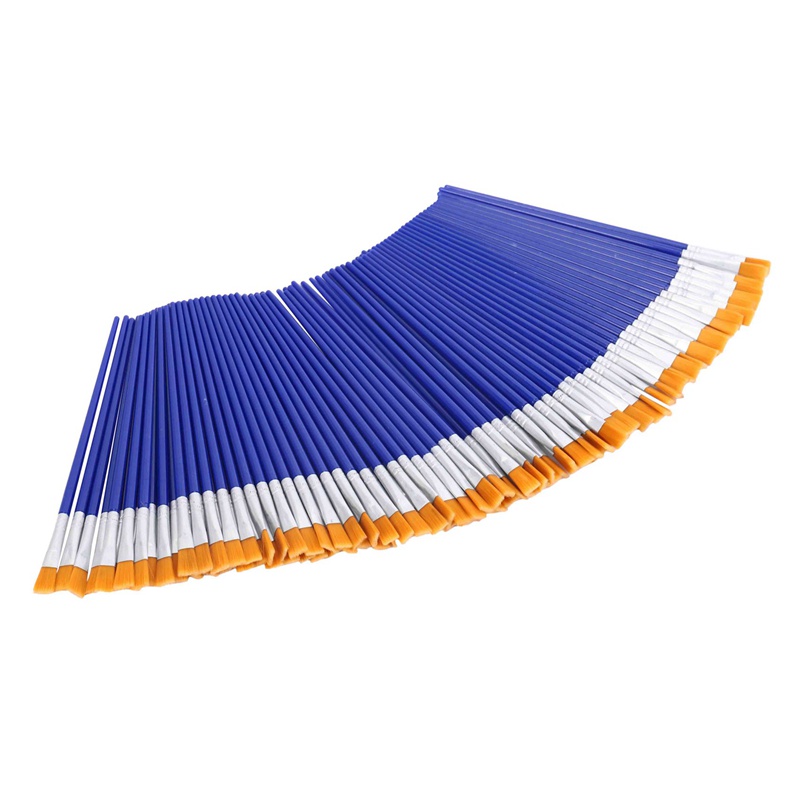 Set 100 Cọ Vẽ Tranh Màu Nước Acrylic Dầu Đầu Dẹt Cỡ Lớn Cho Trẻ Em / Người Lớn