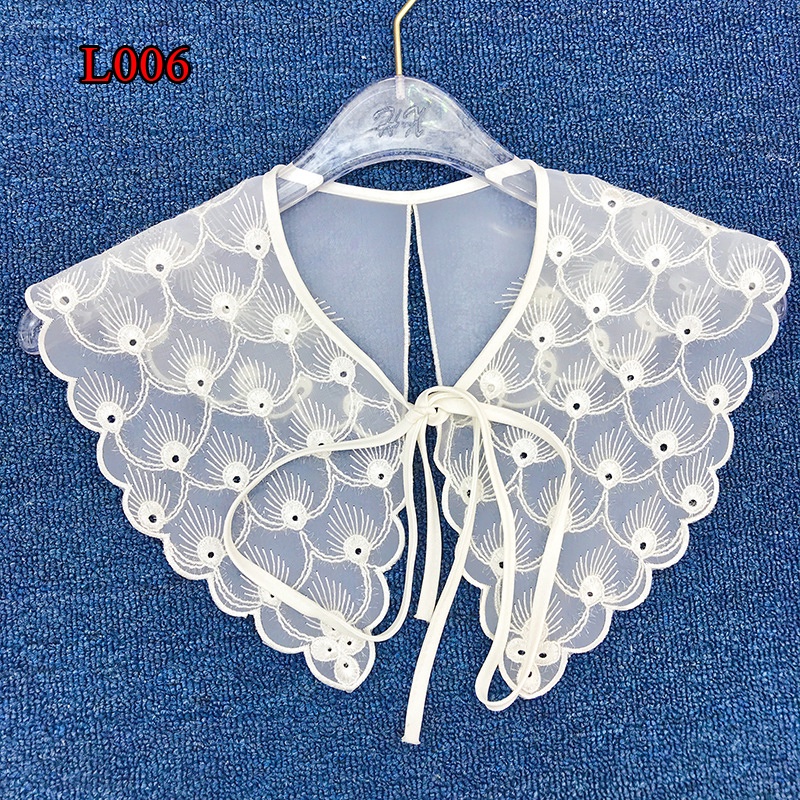 Cổ Áo Giả Thêu Trang Trí Nơ Màu Trơn Dễ Phối Đồ Thời Trang