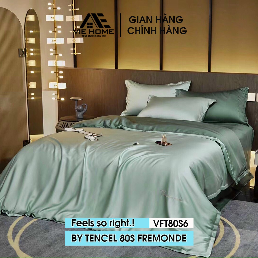 Bộ chăn ga gối Lụa Tencel 80S Freemonde  VIE HOME - Bedding cao cấp full hộp nhập khẩu sang trọng đẳng cấp M6/M8