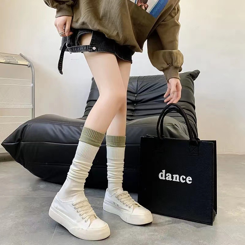 Đôi Vớ cotton Dài Đến Đầu Gối Màu Sắc Thời Trang Dành Cho Nữ